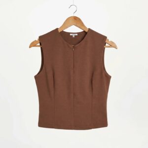 تاپ یقه گرد نیم زیپ