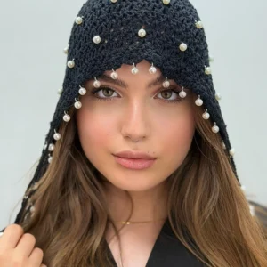 کلاه قلاب بافی ریسه مروارید