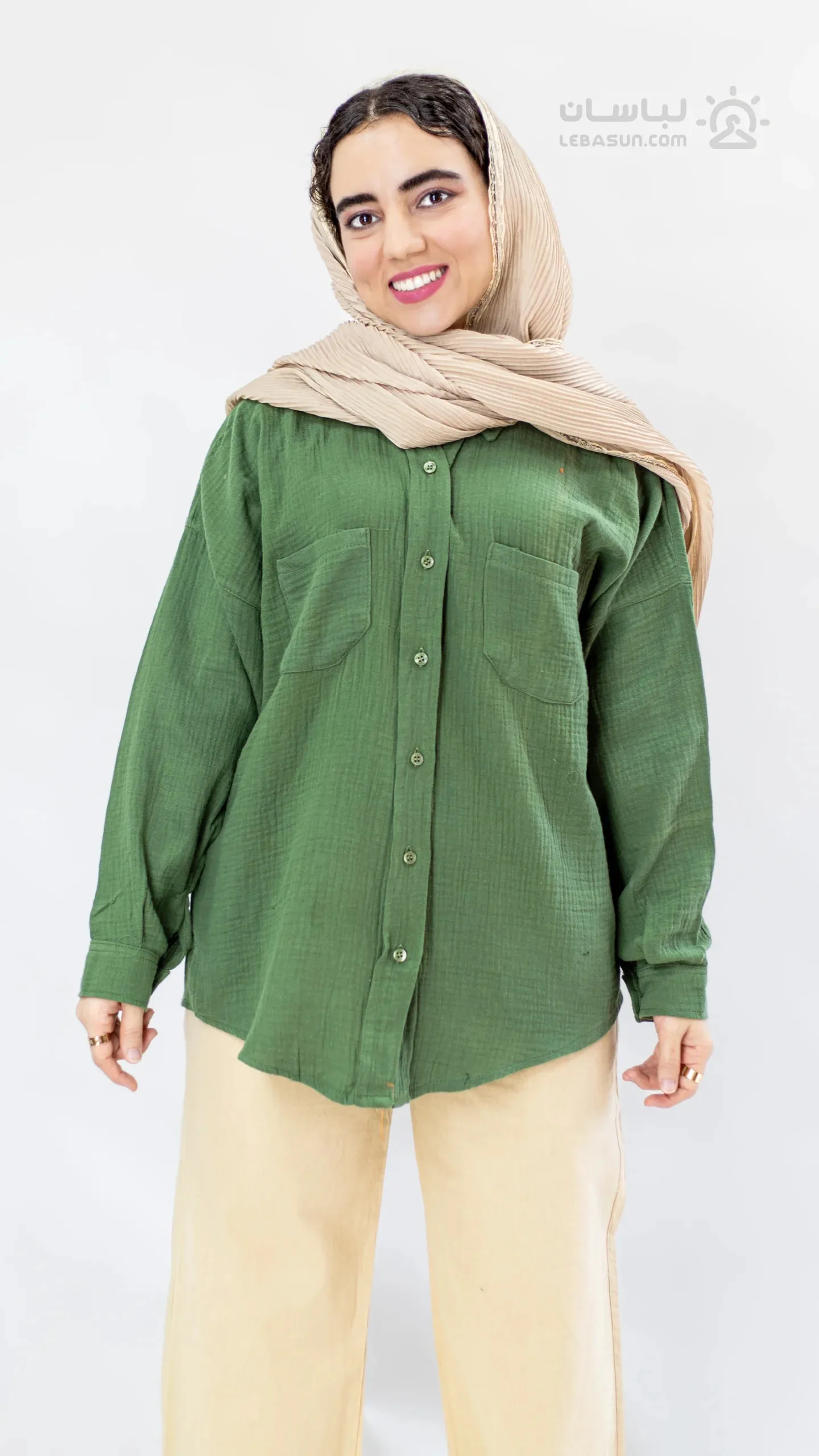 مانتو دو جیب سبز یشمی