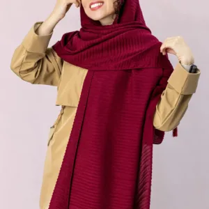 شال پلیسه پاییزی زرشکی