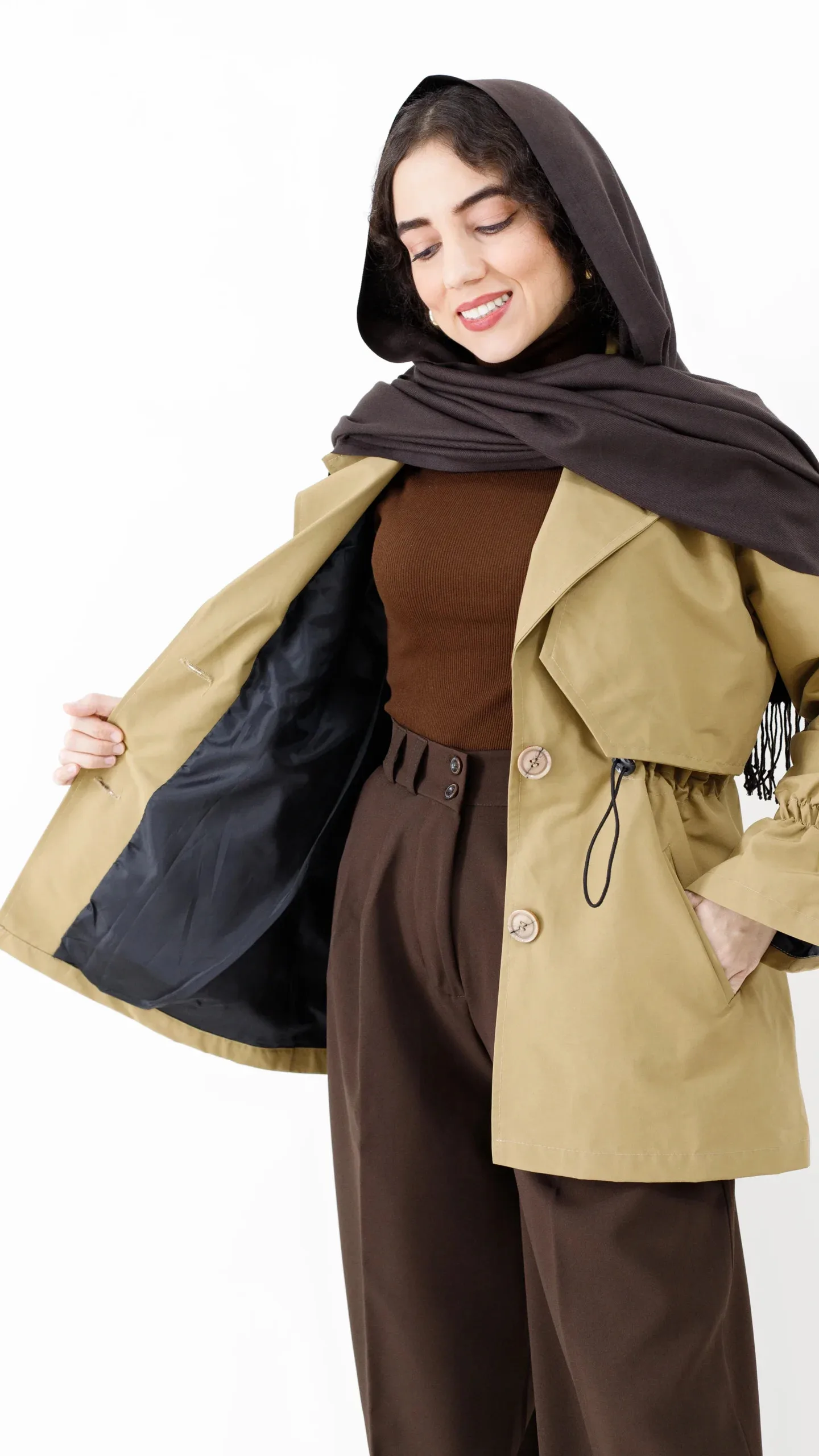 بارانی آستردار سبز یشمی