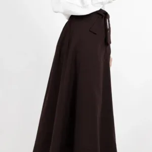 دامن لینن سه دکمه سرمه‌ای