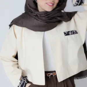 کراپ کت لینن آبی آسمانی