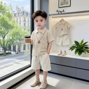 تیشرت شلوارک بچگانه کرم