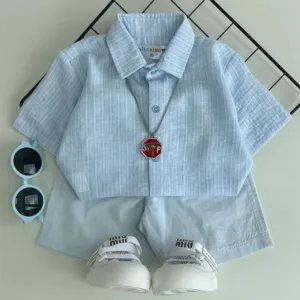 شومیز شلوارک بچگانه آبی