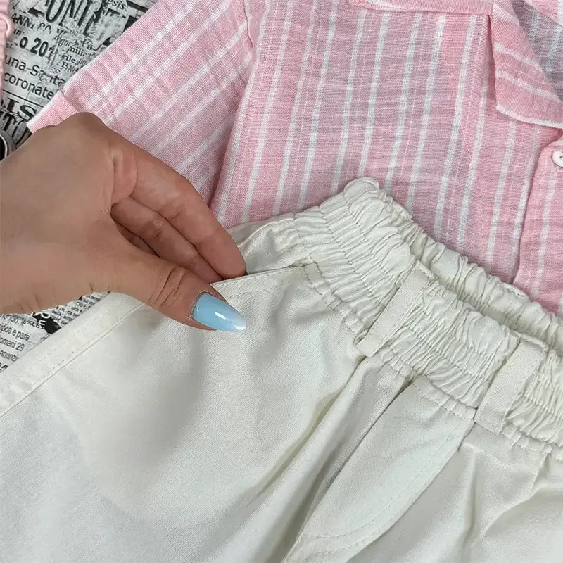 استایل آماده│شومیز صورتی شلوارک - 7