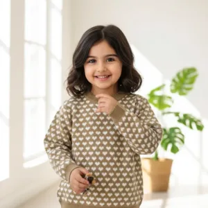 بلوز بافت یقه گرد قلبی بچه گانه 1376