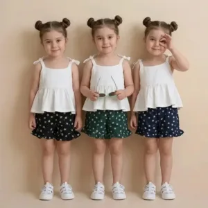 تاپ شلوارک گلدار دخترانه