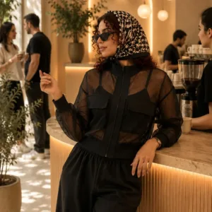 بامبر توری دوجیب زنانه مشکی