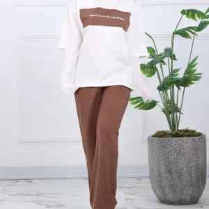 ست تیشرت و شلوار گلکسی چاپی زنانه 1596