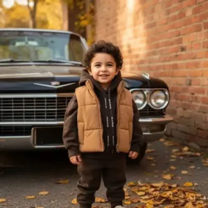 ست هودی شلوار بچگانه قهوه ای زمستانی کد 1005