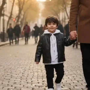 ست کت چرم و شلوار بچگانه اسپرت کد 1041