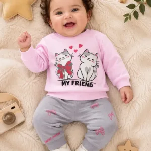 بلوز شلوار پنبه گربه صورتی آراس