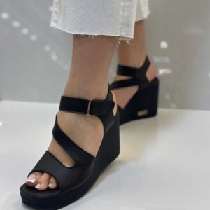 صندل لژدار پاشنه 9 سانتی مشکی