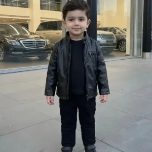 ست کت چرم و شلوار پسرانه مشکی کد 1023