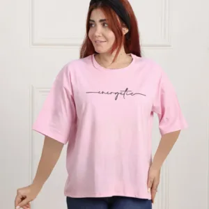 تی شرت یقه گرد باکسی چاپی زنانه 2055