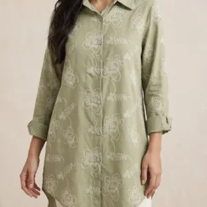 شومیز نخ پنبه طرح دار زنانه 2056