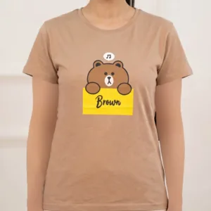 تیشرت آستین کوتاه زنانه BROWN تک خرس 2082