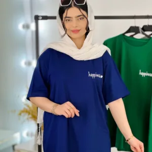 تیشرت لانگ نخ پنبه نوشته ریز