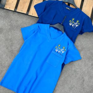 تیشرت نخ پنبه گلدوزی جیبدار