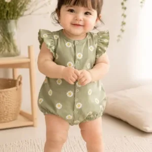 رامپر پنبه ایی بابونه در رنگ خردلی