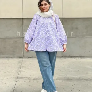 مانتو عروسکی جلو باز حانی گلی مدل یاسمن