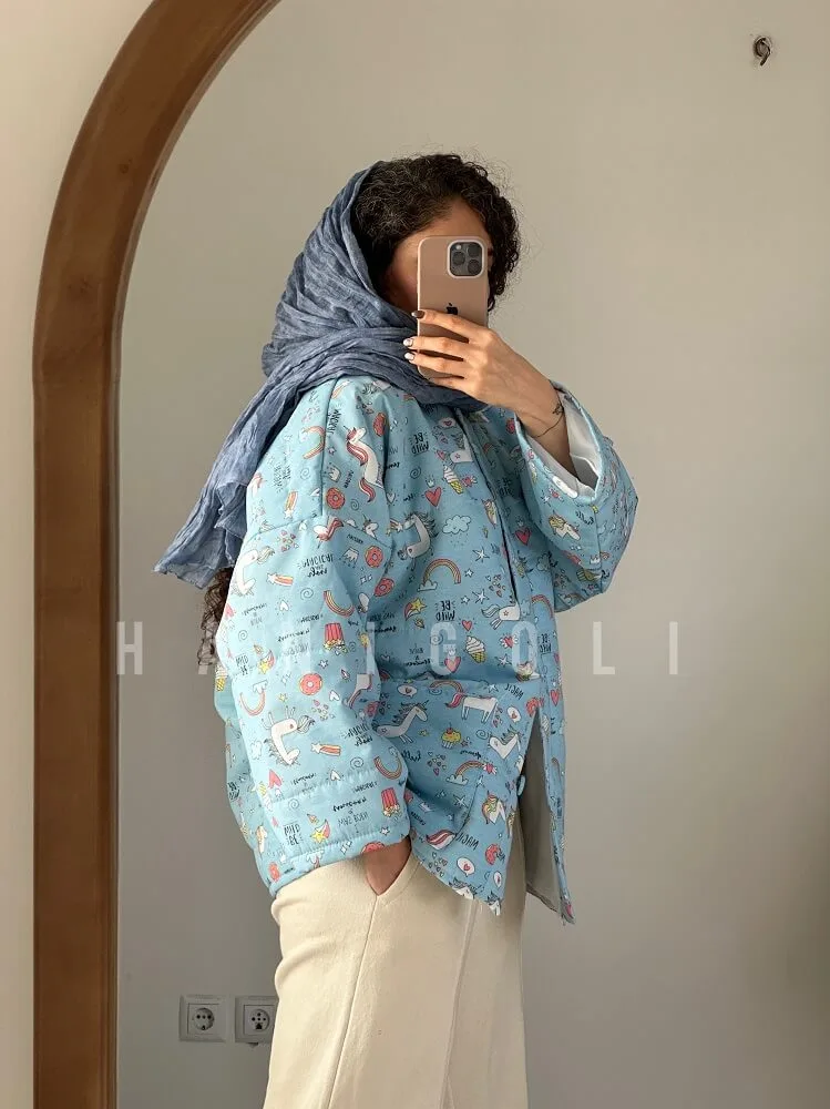 کاپشن زنانه دخترانه اور سایز طرح یونیکورن - 5